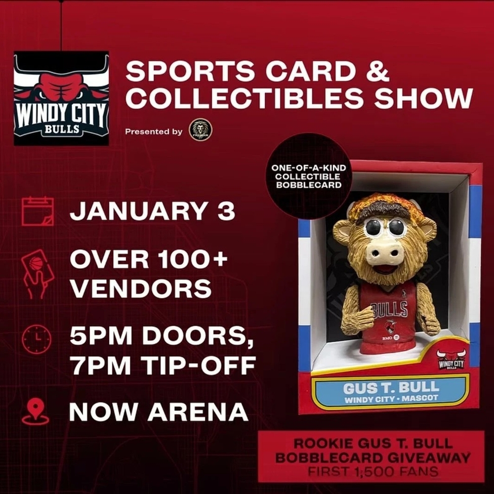 Windy City Bulls Gus T. Bull Bobblehead Card SGA  1/3/2026